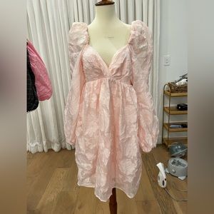 Dream sister Jane  pink puff sleeved midi dress